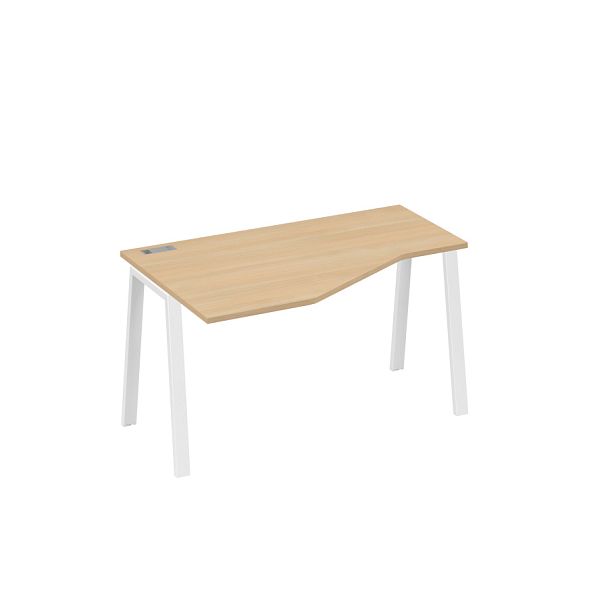 Стол эргономичный левый "Техно" на металлокаркасе TRE A4 А4 Б3 053 БП натуральный дуб / металлокаркас белый - Вид 1