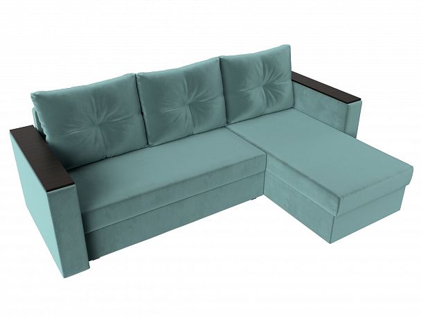 Угловой диван Атланта Лайт Б/С правый (полностью Велюр бирюзовый) - Вид 5