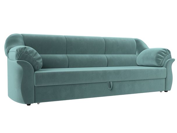 Диван прямой Карнелла (полностью велюр бирюзовый) - Вид 1