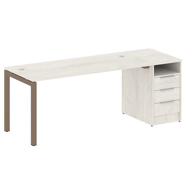 Metal System Quattro Р. ст. с тумбой на П-образном м/к 50БП.РС-СТП-1.4 Дуб наварра/Мокко металл 2012*720*750 - Вид 1