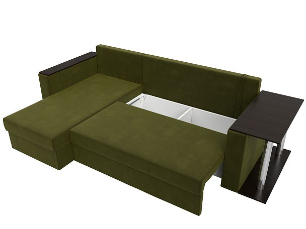 Угловой диван Атланта Лайт левый (полностью микровельвет зеленый) - Вид 7