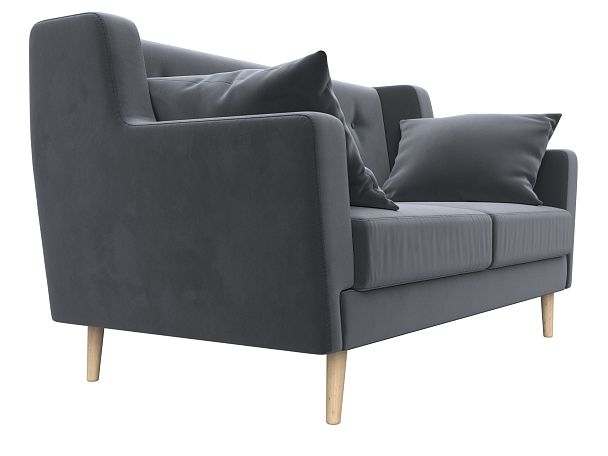 Прямой диван Брайтон 2 (полностью велюр серый) - Вид 3