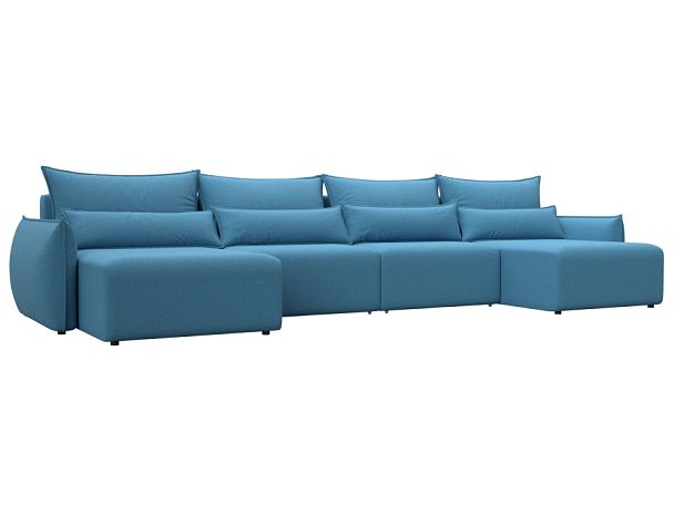 Диван П-образный Лига-051 НПБ Лонг Рогожка голубой - Вид 1