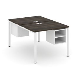 Concept Рабочая станция 2 сторонняя с подвесными тумбами на 2 места CN.DRS-105 Дуб Мали/Белый Бриллиант/Металл Белый 980*1480*750 - Фото предпросмотра