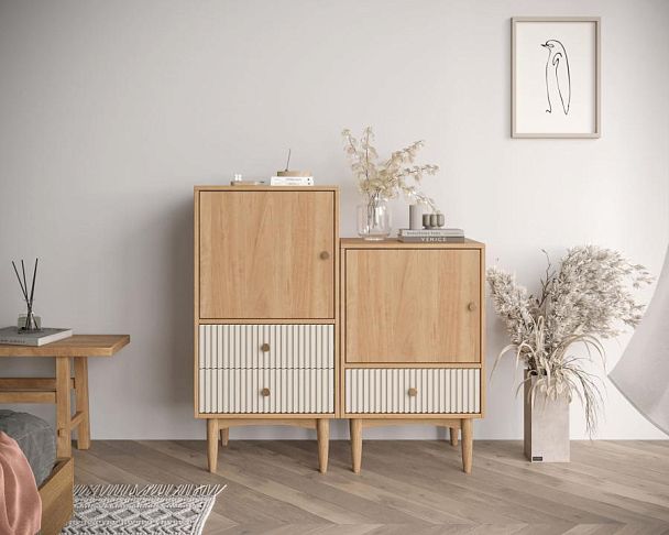 Высокая тумба Bubble Solid с двумя ящиками арт BBL11S, цвет - орех - Вид 5