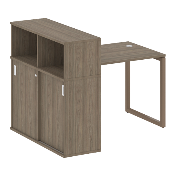 Metal System Quattro Стол письменный с шкафом-купе на О-образном м/к 40БО.РС-СШК-3.1 Т Вяз/Мокко металл 1410*1120*1098 - Вид 1