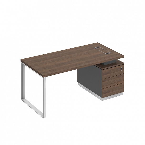 Стол руководителя на опорной тумбе (левый/правый) "Bravo" БР 103  дуб гладстоун/антрацит премиум/дуб гладстоун - Вид 1