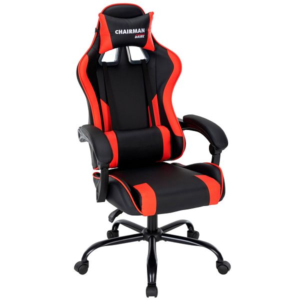 Кресло CHAIRMAN CH41, экокожа, черный/красный - Вид 1