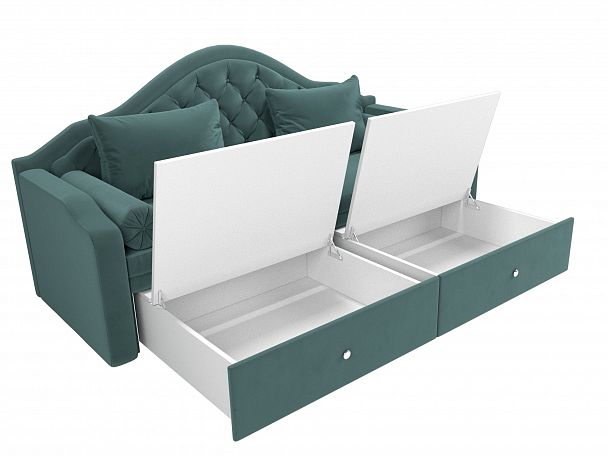 Прямой диван софа Сойер (полностью велюр бирюзовый) - Вид 6
