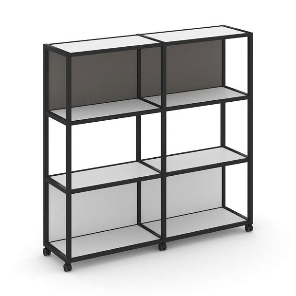Shelf Mobile Стеллаж 4 уровня 2 секции VR.LT-STK-415.08 Белый Бриллиант/Металл Черный/W-26 1570*400*1523 - Вид 1