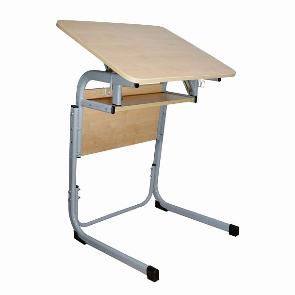 Стол-парта Атлант, 1-местный, регулируемый угол, серый каркас, ЛДСП клён, гр.2-4 - Вид 2