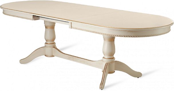 Стол деревянный раздвижной Барэнт 200(270)х100х76 Слоновая кость с золотой патиной - Вид 5