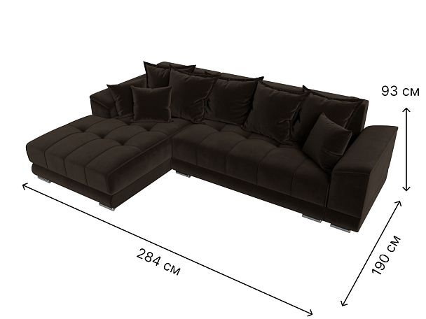 Угловой диван НордСтар левый угол Микровельвет коричневый - Вид 9