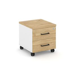 Стайл Проджект Тумба мобильная SN.TM-001 Белый/Тиквуд Светлый/Черный Ручки 416*460*437 - Фото предпросмотра