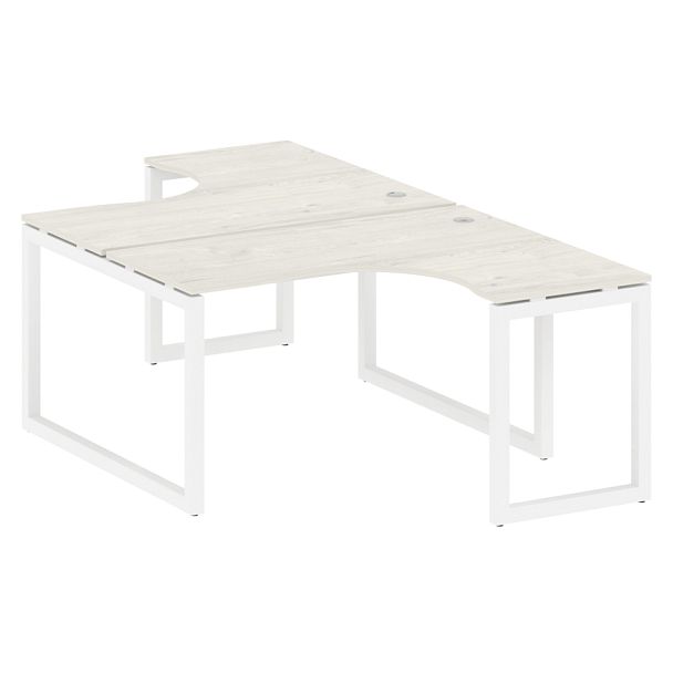 Metal System Quattro Р. ст. криволинейная на О-образном м/к 50БО.РАС-СА-2.3 Дуб наварра/Белый металл 1400*2435*750 - Вид 1