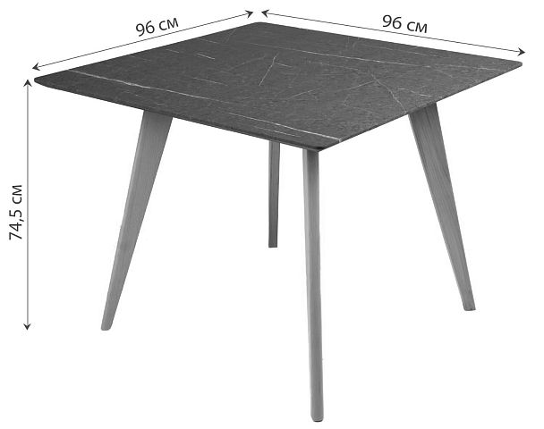 Стол Лунд 960*960 мрамор Графит Темный орех - Вид 2