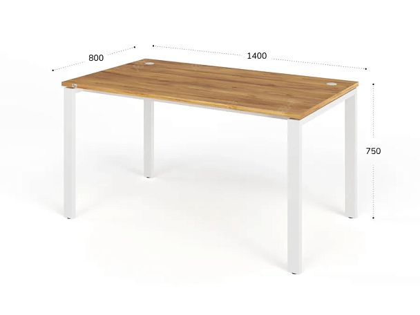 TANDEM RTD065-MK-140-ME Стол прямой на металлокаркасе ун-й 1400х800х750 Таксония медовая/Белый - Вид 2