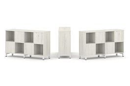 Стайл Проджект Набор стеллажа 2-х сторон., 2 яр. SN.NSD-241 Дуб Наварра/Металл Белый 1488*400*881 - Фото предпросмотра