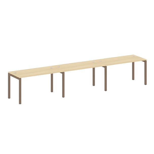 Metal System Quattro Р. ст. на 3 раб. места на П-образном м/к 50БП.СМ-3.3 Акация/Мокко металл 4200*720*750 - Вид 1