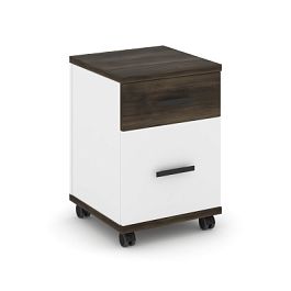 Concept Тумба мобильная 1 ящ.+1 распаш. фасад CN.TUM-009 B Дуб Мали/Белый Бриллиант/Металл Черный 420*420*615 - Фото предпросмотра