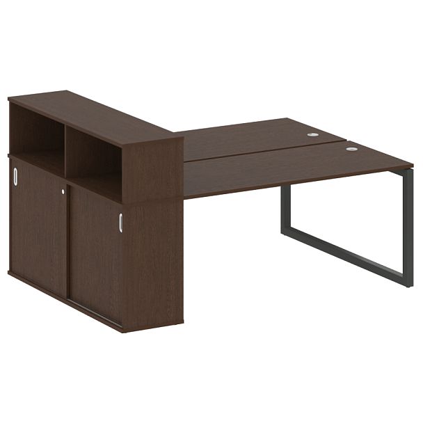 Metal System Quattro Р. ст. с шкафом-купе на О-образном м/к 50БО.РС-СШК-2.4 Т Венге/Антрацит металл 2010*1475*1098 - Вид 1