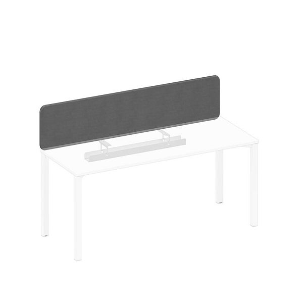 Экран настольный фронтальный тканевый с мягким наполнителем с кабель-каналом Elevo А1 БГ 879.01 BA50 серый (Bahama Grey) / белый гладкий - Вид 1