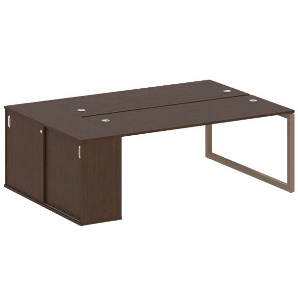 Metal System Quattro Р. ст. с шкафом-купе на О-образном м/к 50БО.РС-СШК-1.5 Т Венге/Мокко металл 2210*1475*750 - Вид 1