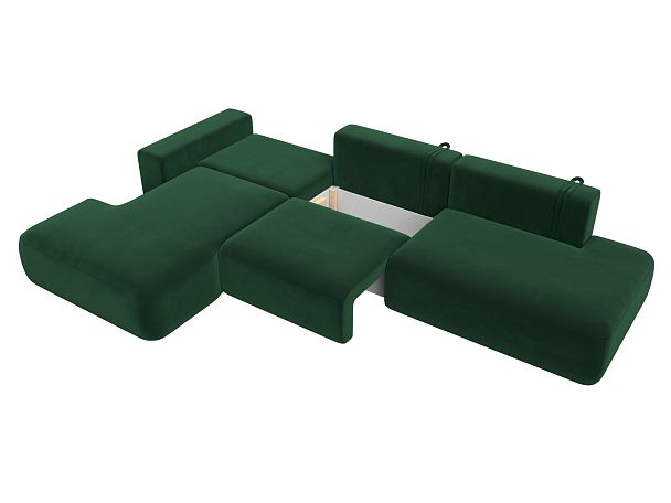 Диван угловой Лига-036 Модерн Лонг левый угол Велюр зеленый - Вид 8