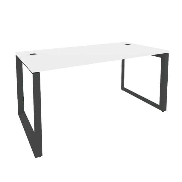 Onix Direct Стол рабочий руководителя на О-образном м/к O.MO-SRR-4.8 Белый бриллиант/Антрацит металл 1580*800*750 - Вид 1