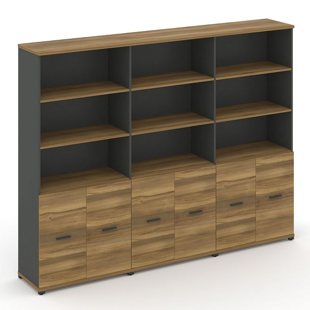 Concept Шкаф 3 широкие секции, 5 ниш CN.STS-531 A Сандал Янтарный/Антрацит/Металл Антрацит 2500*420*1922 - Вид 1