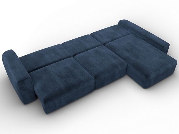 Диван угловой Лига-066 НПБ Лонг угол правый Велюр синий - Вид 11