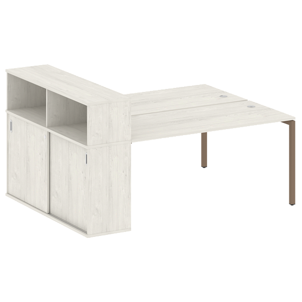 Metal System Quattro Р. ст. с шкафом-купе на П-образном м/к 40БП.РС-СШК-2.4 Т Дуб наварра/Мокко металл 2010*1475*1098 - Вид 1