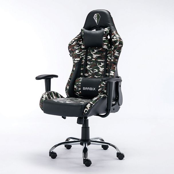 Кресло компьютерное BRABIX "Military GM-140", две подушки, экокожа, черное с рисунком милитари, 532802 - Вид 8