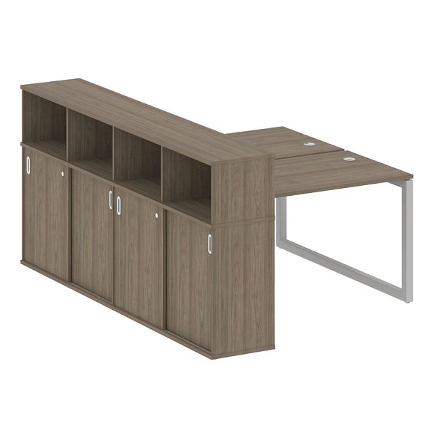 Metal System Quattro Р. ст. с шкафом-купе на О-образном м/к 50БО.РС-СШК-4.2 Т Вяз/Серый металл 1610*2332*1098 - Вид 1