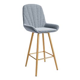 Стул ЮККИ Основание №5 Барный конус Золотое Велюр тип 1 Серый - Фото предпросмотра