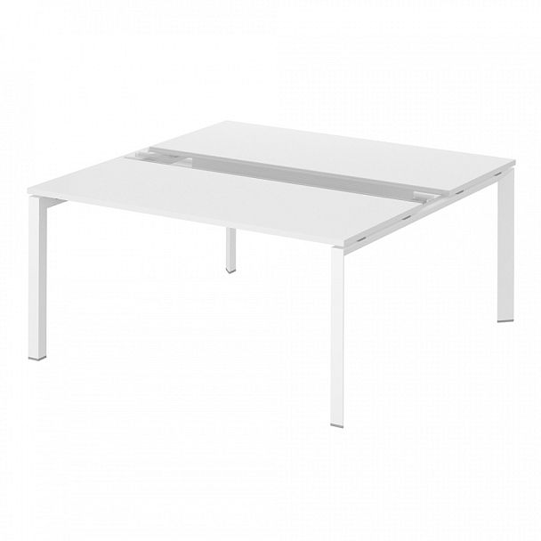 Рабочая станция на металлокаркасе "Тандем Премиум"  ПК-ТНП-СР160Х160Н2/МК/БЭ/БКК-В1-1051 белый - Вид 1