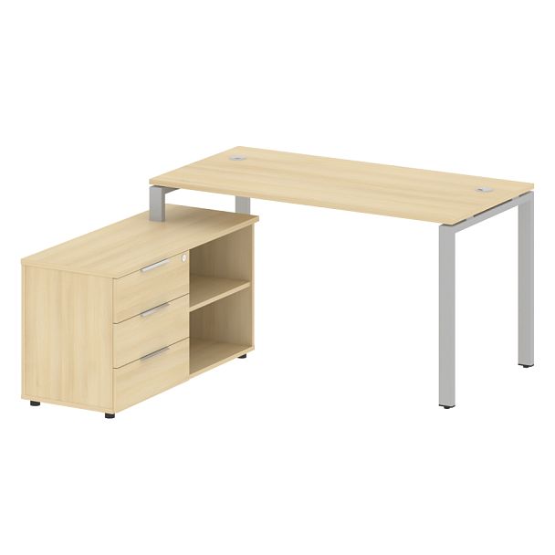 Metal System Р. ст. с тумбой на П-образном м/к БП.РС-СТС-2.3 (L) Акация/Серый металл 1500*1520*750 - Вид 1