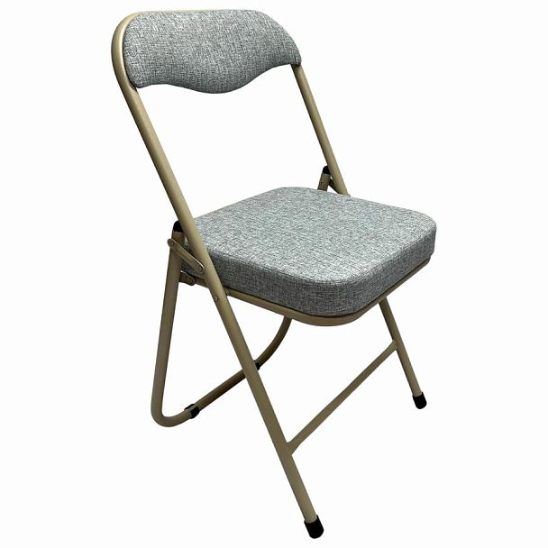 Стул складной для дома и офиса РС04К комфорт, бежевый перламутровый каркас, рогожка бежевая - Вид 2