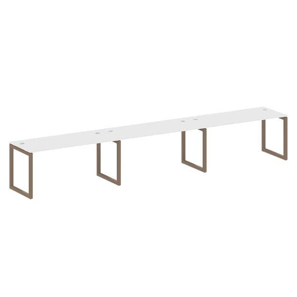 Metal System Quattro Р. ст. на 3 раб. места на О-образном м/к 50БО.СМ-3.4 Белый/Мокко металл 4800*720*750 - Вид 1