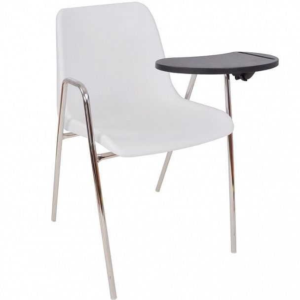 Стул Vicenza (4 ножки с подлокотниками + столик TLT), Каркас хром, белый - Вид 1