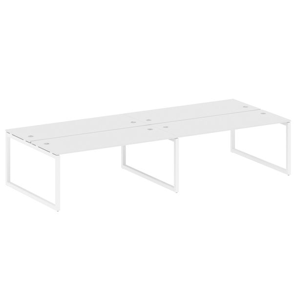 Metal System Quattro Р. ст. на 4 раб. места на О-образном м/к 50БО.СМ-4.5 Белый/Белый металл 3600*1475*750 - Вид 1