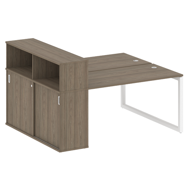 Metal System Quattro Р. ст. с шкафом-купе на О-образном м/к 50БО.РС-СШК-2.3 Т Вяз/Белый металл 1810*1475*1098 - Вид 1