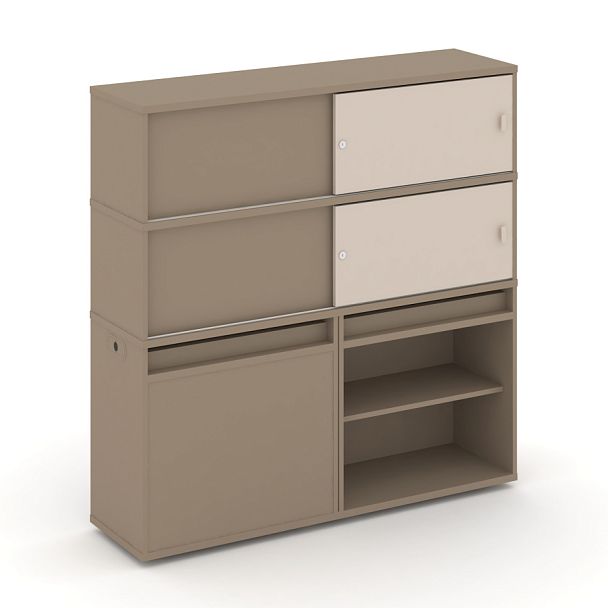 Estetica Набор №22. Тумба двойная+высокая надставка ES.NB.2V-22 Латте/Капучино 1500*410*1520 - Вид 1