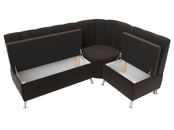 Кухонный угловой диван Кантри правый (полностью велюр коричневый) - Вид 6