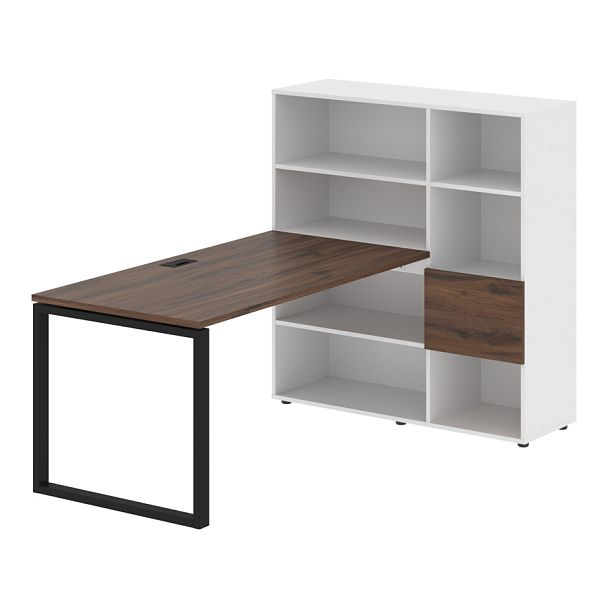 Стол-стеллаж EQRST 1215 Дуб Денвер тёмный/Черный/Белый 1990х1250х1355 EDIS - Вид 1