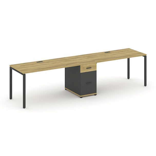 Concept Рабочая станция 2 места с 1 опорной тумбой CN.ORS-405 W Дуб Винченцо/Антрацит/Металл Антрацит 2380*720*750 - Вид 1