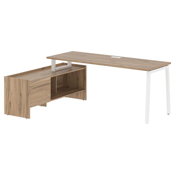 Стол с тумбой ELCT 19614 Дуб Денвер светлый/Белый 1960х1400х750 EDIS - Вид 1