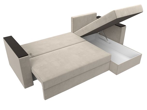 Угловой диван Атланта Лайт Б/С правый (полностью микровельвет бежевый) - Вид 10