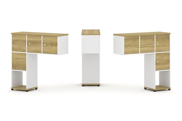 Concept Надставка низкая CN.DNN-002 Дуб Винченцо/Белый Бриллиант/Металл Черный 1099*365*1130 - Вид 1