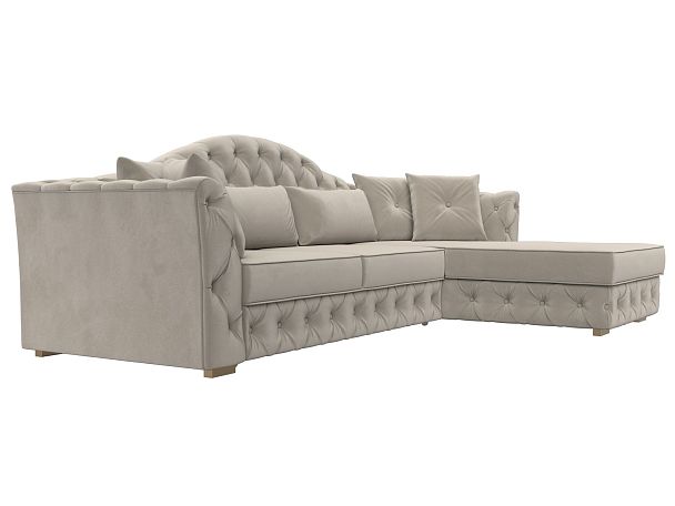 Диван угловой Артис правый угол Микровельвет бежевый - Вид 3